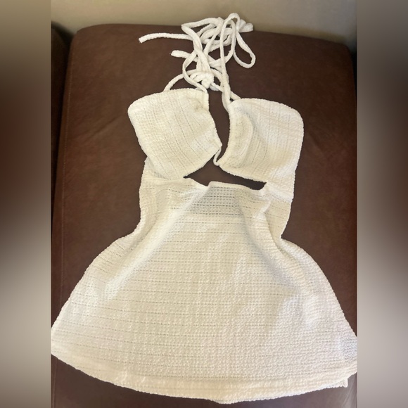 Peppermayo Tops - Peppermayo White Crochet Halter Top